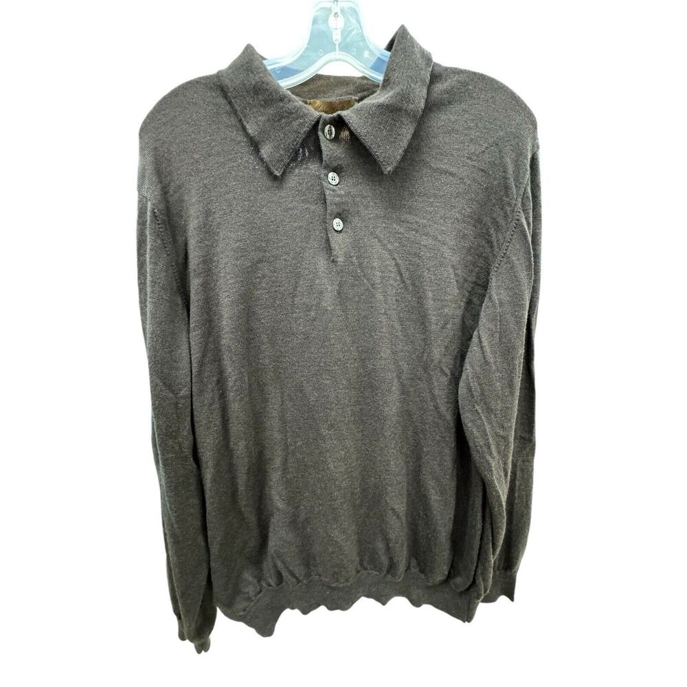 Mario Gilberti Made in Italy Men's 100% Brown Merino Wool Sweater Size XL